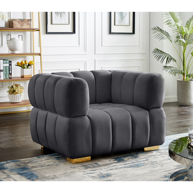 Fauteuil Carlan, Velours gris