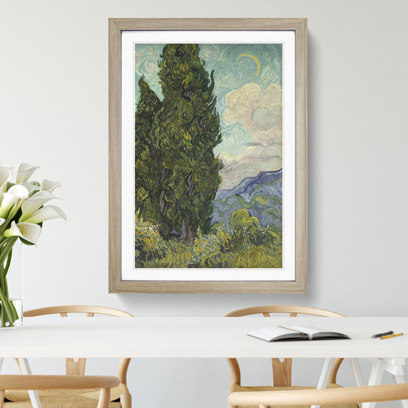 Cypresses by Vincent Van Gogh - Picture Frame Painting, Oak, 90cm H x 65cm W x 2cm D
