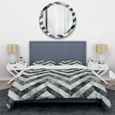 Ensemble de housse de couette à chevrons gris et noir Glamour III - Glam