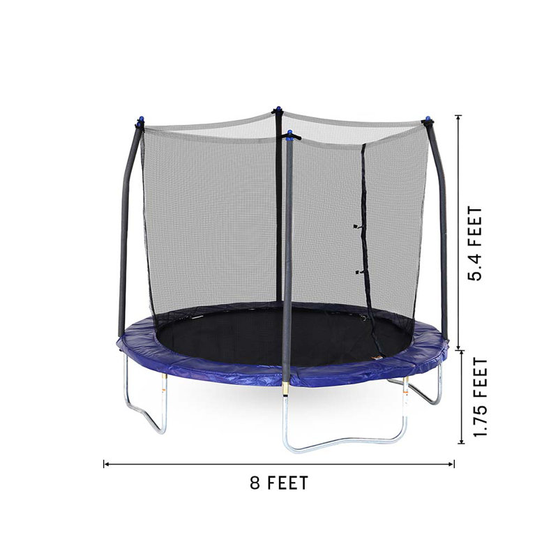 8' Round Backyard Trampoline with Safety Enclosure, Blue