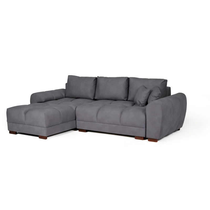 4 Seater Fabric Sofa Bed, LEFT, GREY