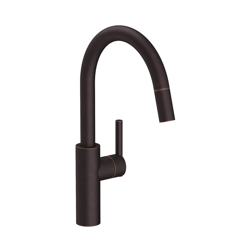 East Linear Single Handle Pull Down Kitchen Faucet, Venetian Bronze
