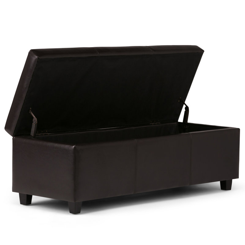 Avalon 48"W Upholstered Contemporary Rectangular Lift-Top Storage Ottoman Bench with High-Density Foam
