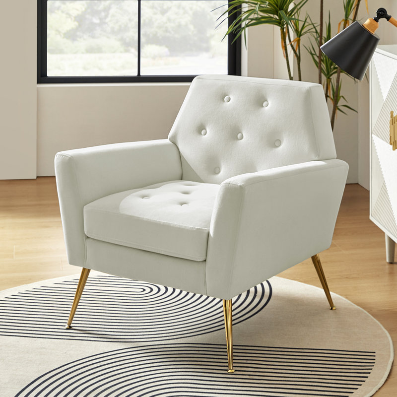Chaise d'appoint Thaddeus, Velours ivoire