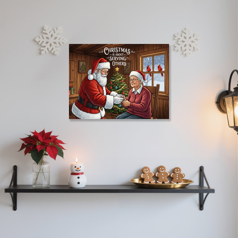 Art mural sur toile père Noël, H 20 po x l 30 po