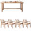 Ensemble de table à manger en bois massif de style nordique.-106778358