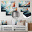 Fusion bleu azur et blanc - art mural abstrait en métal MT131768-372931623