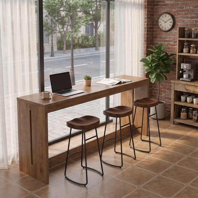 Table de bar de 174 cm de long, table de salle à manger haute.