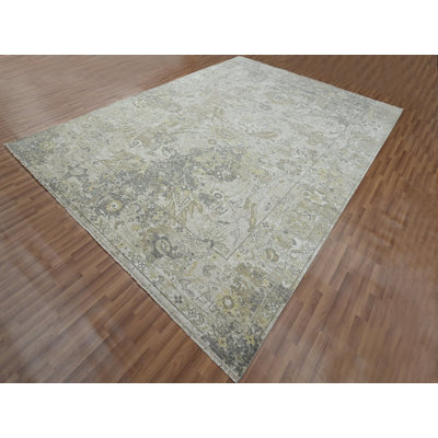 9'2" x 12'5" New Hand Knotted Grey Wool Rectangle Oriental Rug - MOA10276169