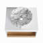 Meuble-lavabo flottant 24 po avec lavabo vasque en marbre veiné gris 24 po, meuble-lavabo mural avec tablette ouverte, finition blanche avec décor en bois, conception moderne peu encombrante (livré dans 2 boîtes)