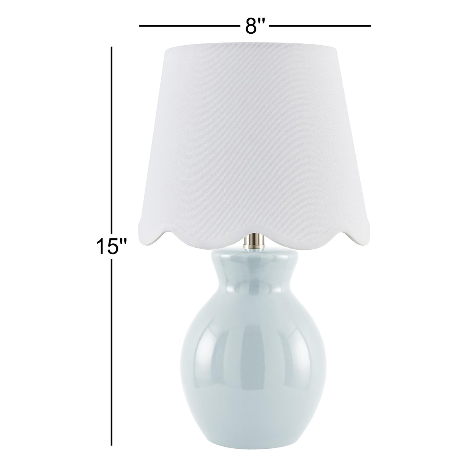 Momsen Scallop Shade Lamp, 15" H x 8" W x 8" D, Light Blue, White Twill