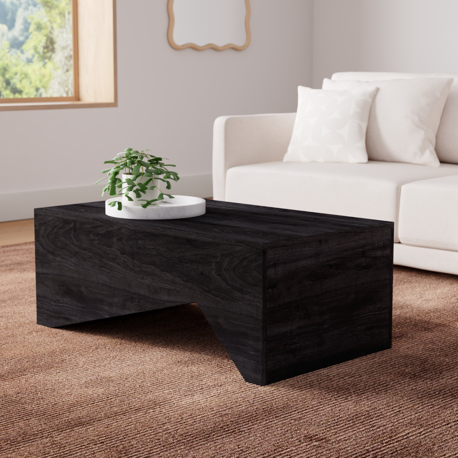 Reyka 39" Acacia Coffee Table, Black