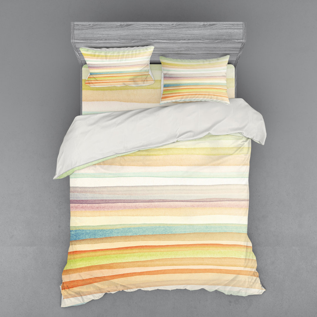 Farmhouse / Country Striped Duvet Cover Set Ambesonne