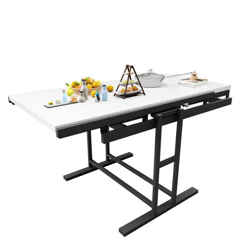 Tablette convertible en bois massif, confort à la maison, tablette et table au fini blanc, Wonder
