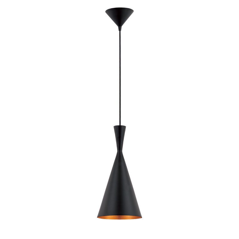 Luminaire suspendu conique à 1 lumière Bronx, Noir, Noir