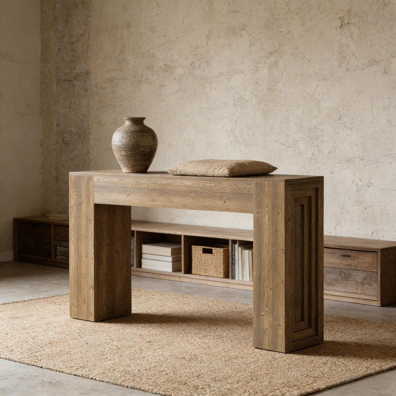 Grand canapé de table, table de couloir en bois, console