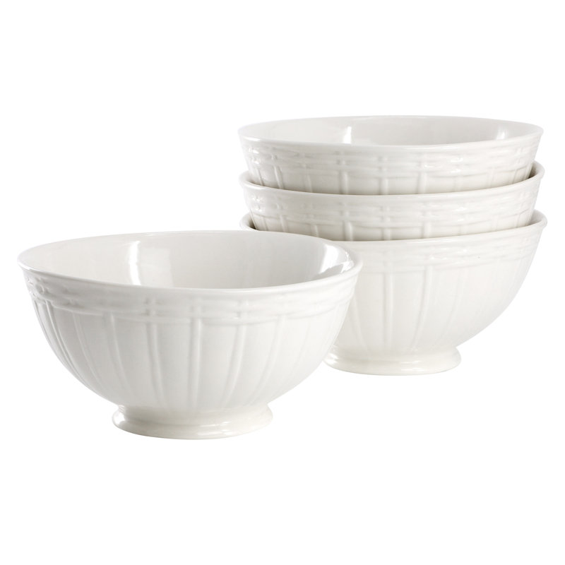 Martha Stewart 4 Piece 6 Inch Cereal Bowl Set in White