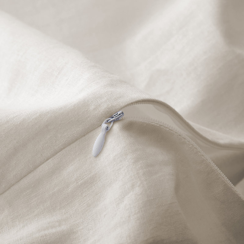 Linen and Cotton Duvet Cover with Pillowcase, Queen Duvet Cover + 2 Standard Pillowcases, Beige