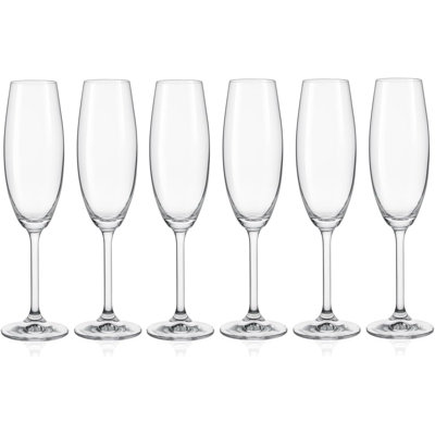 Ensemble de verres à champagne Bohemia Crystal Flutes - 7,4 oz / 220 ml - Verres à vin pétillants transparents de la collection Gastro - 6 pièces