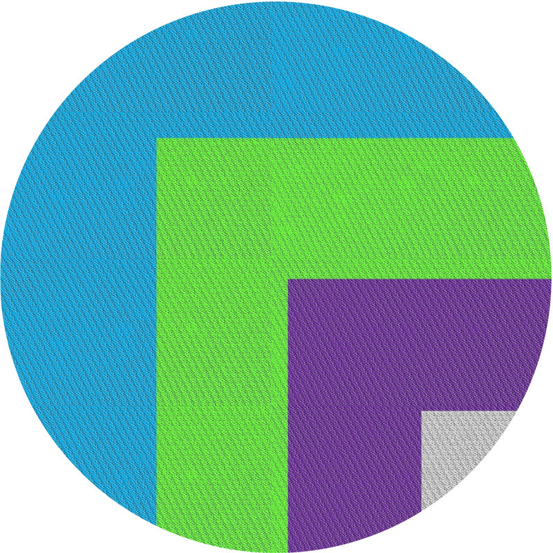 Tapis bleu/vert/mauve à motif Nässjö, Rond 7 pi