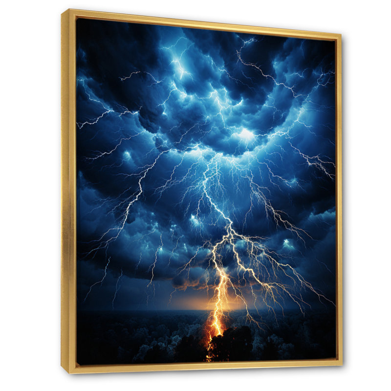 Radnitz Lightning Electric Dance I sur toile, H 20 po x l 12 po x P 1 po, Cadre flottant doré