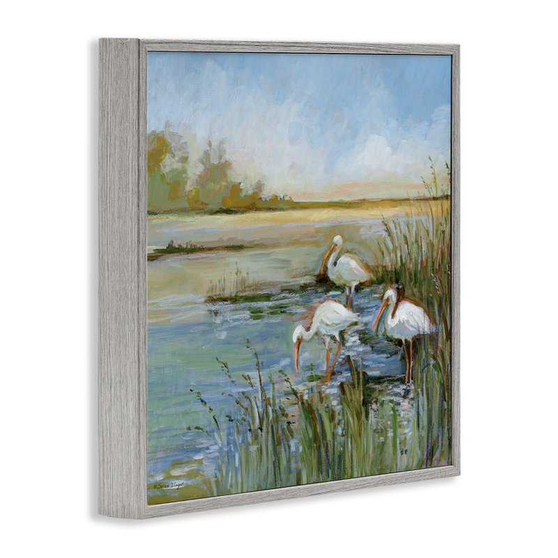 Ibis sur l'eau, estampe numérique de Susan Winget, H 24 po x l 24 po, Estampe numérique Farmhouse