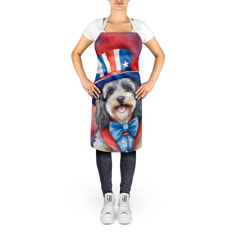 Patriotic American Apron, Gray/White Tibetan Terrier
