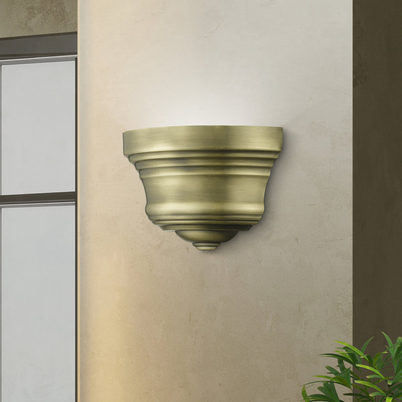 Schebel Steel Flush Mounted Sconce, Antique Brass