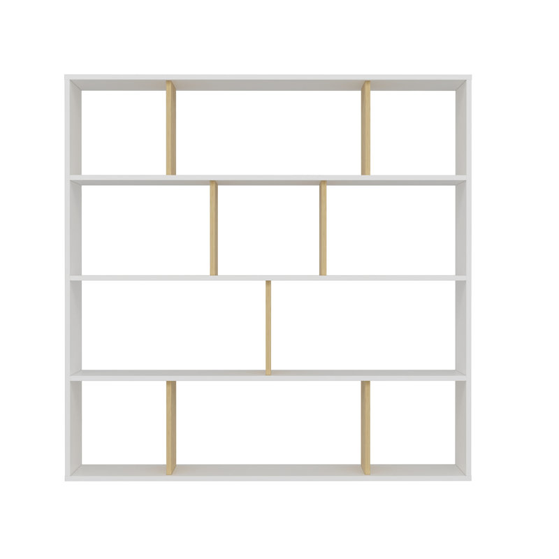 Isaias 145cm H Standard Bookcase, White/Oak