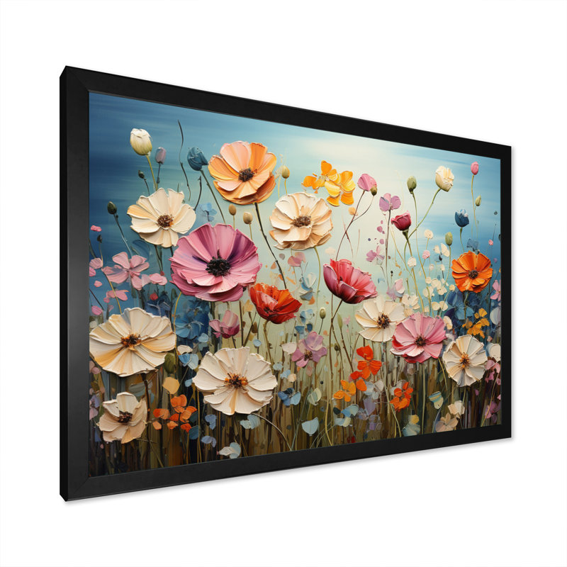 Fleurs abstraites de fleurs sauvages dansantes - art mural de fleurs sauvages pour le salon, H 30 po x l 40 po x P 1,5 po