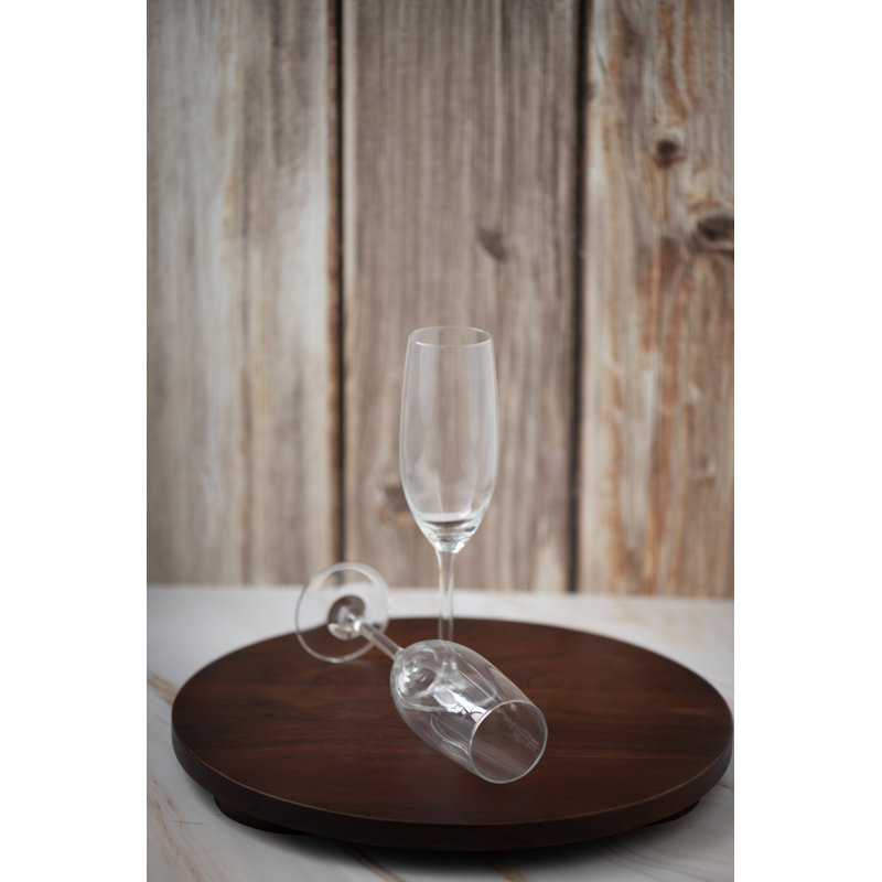 Plateau rond en bois d'acacia brun, H 1,5 po x l 12,75 po x P 12,75 po