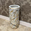Hand-Finished Chamari Ceramic Umbrella Stand - 18" H Freestanding Design with Vintage Distressed Finish, Ideal for Home Décor or Flowers