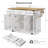 54inch Large Kitchen Island with Rubber Wood Drop Leaf, Embossed Texture Rolling Kitchen Cart on 4 Wheels with 4 Doors and 3 Drawers, Kitchen Island with Storage for Kitchen, Dining Room,White-926554079