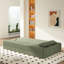 Canapé de sol moderne avec 2 coussins, en velours côtelé vert, pliable