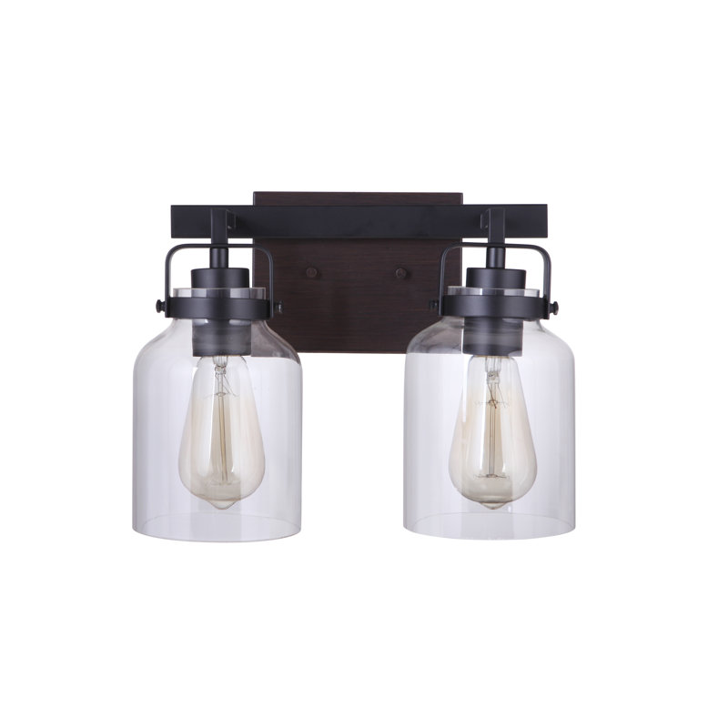Barreras 2 - Light Vanity Light, Flat Black/Dark Teak