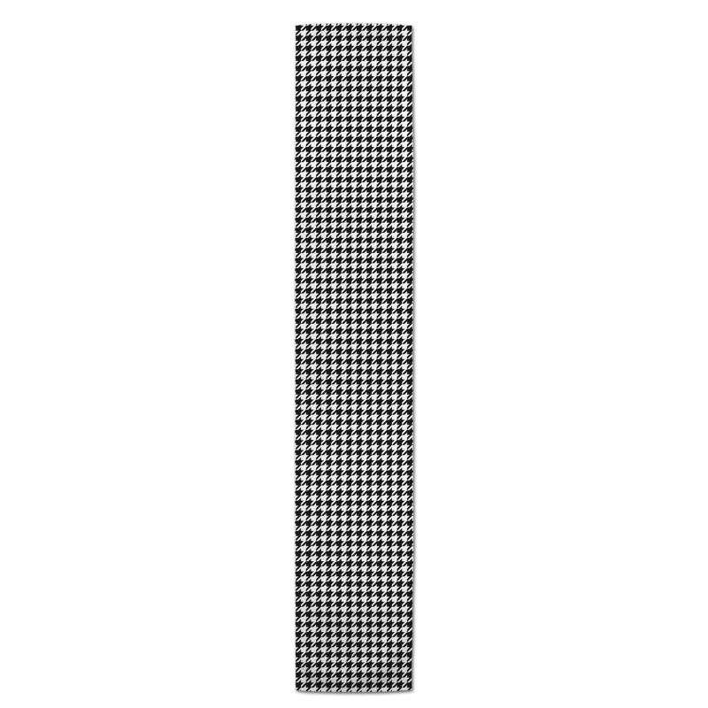 Chemin de table en losanges pointillé Nalston, Noir, 90 po x 16 po, Pied-de-poule