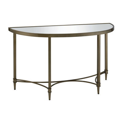 Console Table w/Mirror, Mirrored & Antique Brass Finish