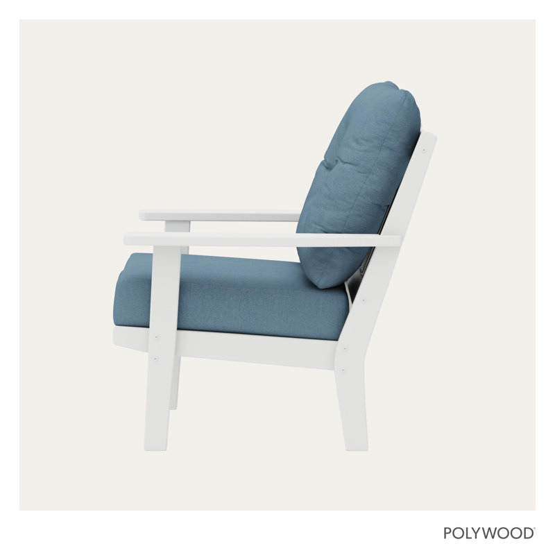 Oxford Deep Seating Chair, White, Sky Blue