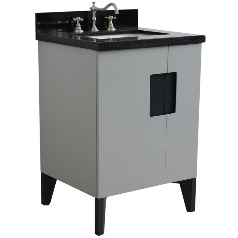 Ensemble de meuble-lavabo simple 25 po, Gris clair, Noir galaxie