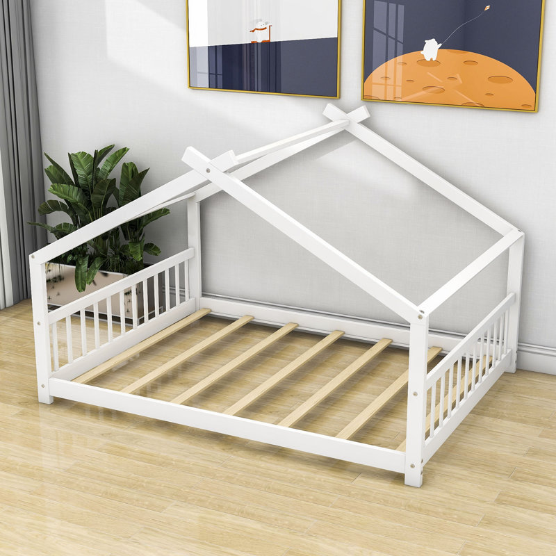 Lit plateforme avec tête de lit et pied de lit Jalapa, Double, Blanc