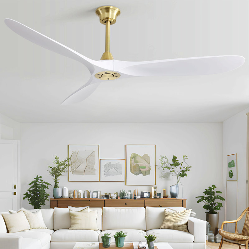 Ventilateur de plafond moderne de 60 pouces en ABS avec moteur à courant continu réversible à télécommande à 6 vitesses pour le salon de la chambre à coucher