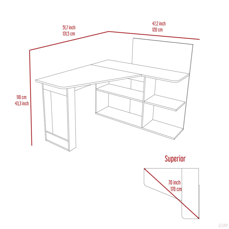 Bureau d'ordinateur Mohave, Bureau (Bureau), Gris
