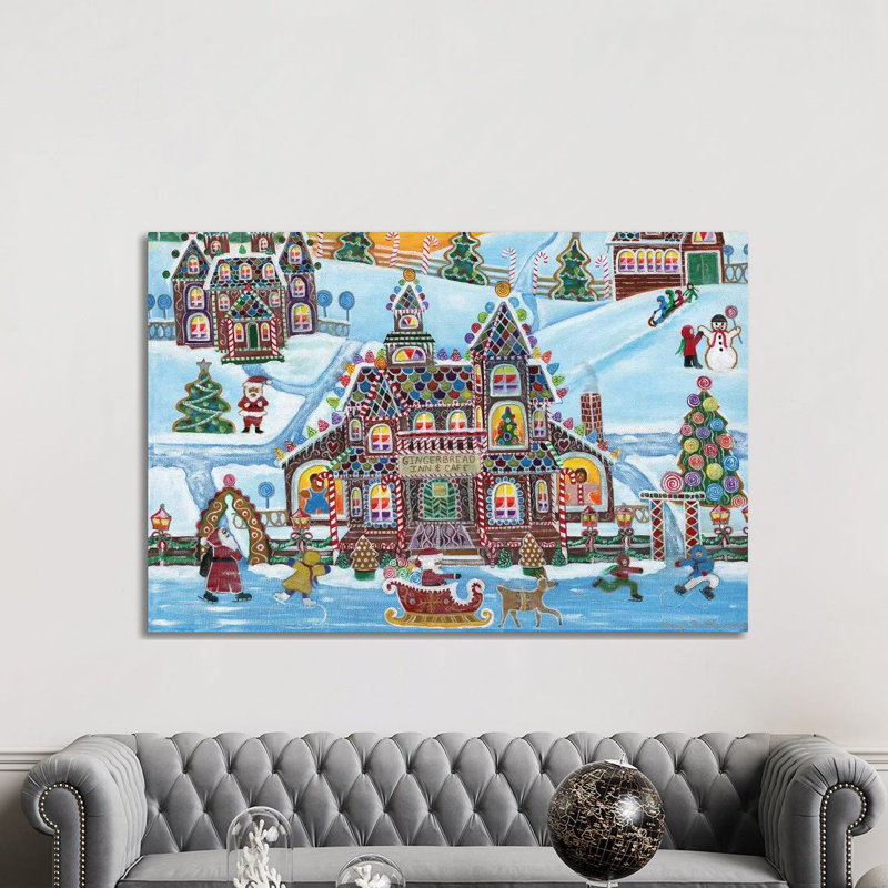 «Christmas Gingerbread Inn and Cafe» par Cheryl Bartley, impression sur toile tendue, H 8 po x l 12 po x P 0,75 po
