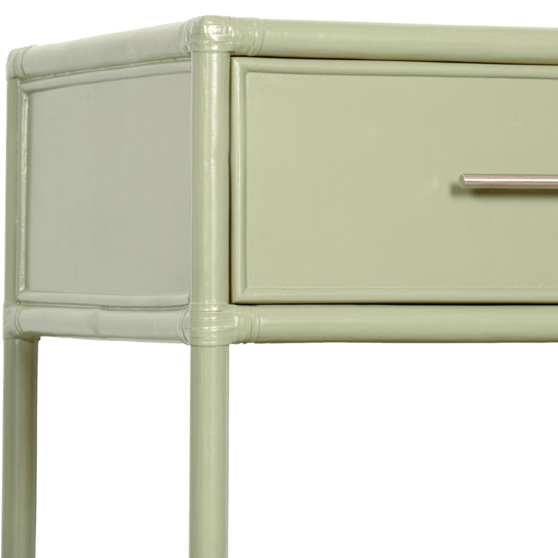 Olivia Collection 1 - Drawer Rattan Nightstand, Celery Green