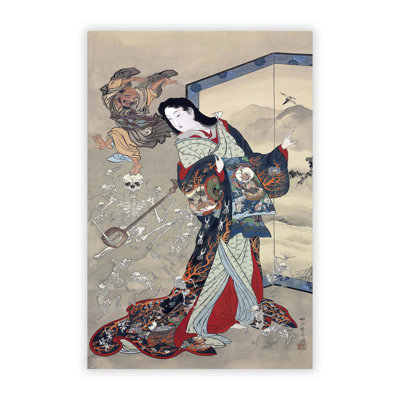 'Hell Courtesan' by Kawanabe Kyosai - Unframed Painting Print on Paper - Frameless Print