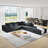 Modern Upholstered Boneless Sectional Sofa Couch Set,Modular 132" L Shaped Sectional Living Room Sofa Set With 6 Pillows,Free Combination Sofa Couch for Living Room,Bedroom-1972580695