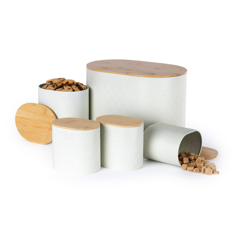 Metal Canister - Set of 5, White