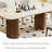 71'' Modern Rectangle Dining Table, Beige Stone and Wood Tabletop, High Quality Wood Double Fluted Pedestal