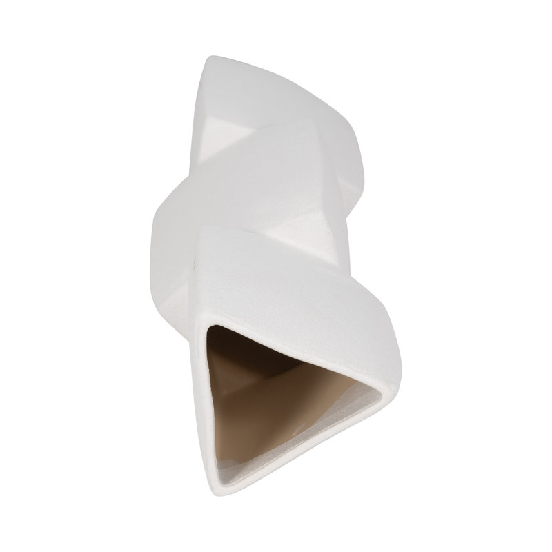Modern Stoneware Ceramic Vase with Stacked Geometric Triangle Form and Sculptural Silhouette for Contemporary Decorative Accent Display
