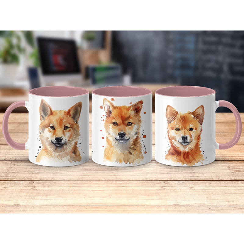 Watercolor Shiba Inu Dogs Design 11oz Coffee Mug, 1